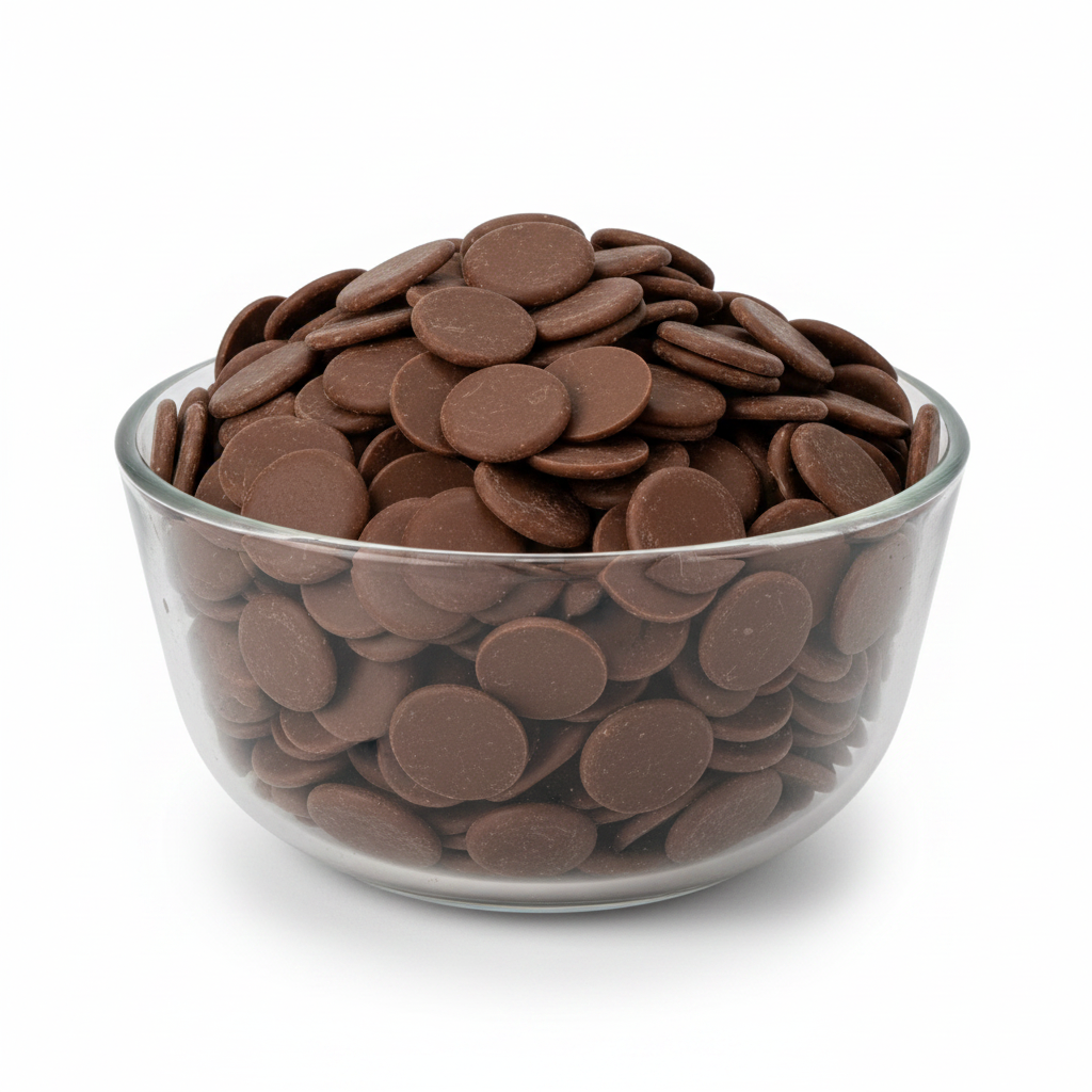 Large Milk Chocolate Callets in Glass Bowl